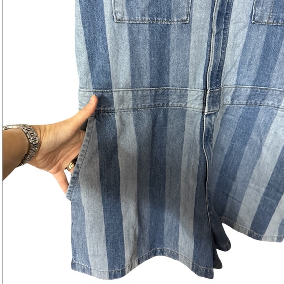 Lee Union-Alls Hits Of Blue Striped Denim Romper NWT - Picture 7 of 9